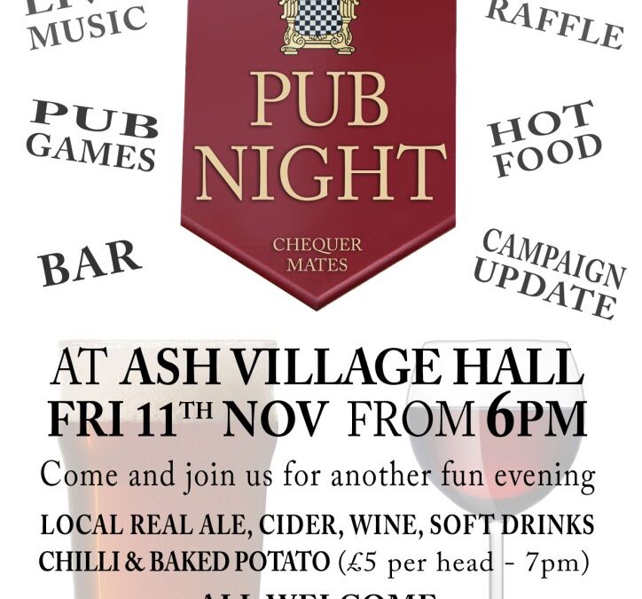 Fri 11th November – New Pub Night Coming – Save the date !