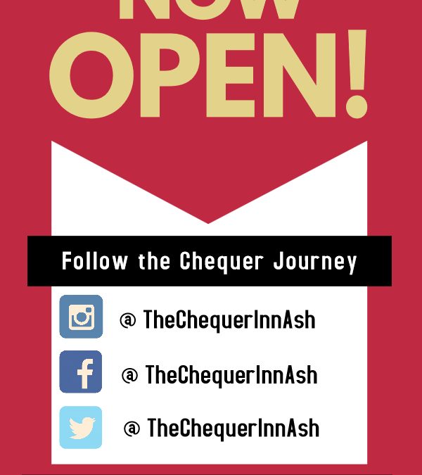 Monday 1st July. The Chequer Inn has officially opened its doors to the community today. A warm welcome to all!